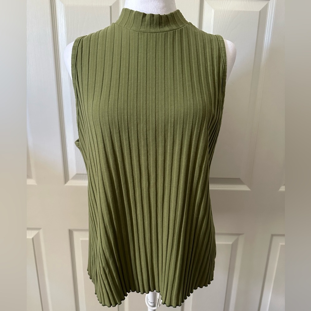 A New Day Ribbed High Neck Sleeveless Top, green, Large